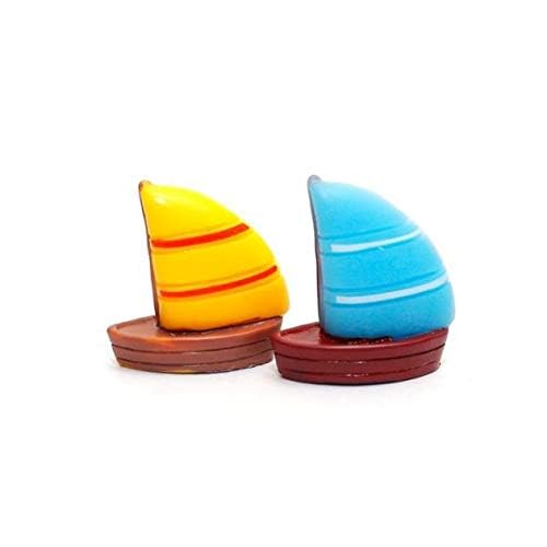 Sailing Boat - Set of 2 pcs for Tray Gardening/Fairy Garden/Terrariums/Landscaping Ocean Theme - Miniature Decor