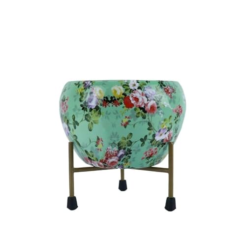 Printed Metal Plant Stand Pot Holder-Indoor Mid Century Modern Plant Holder for House Plants, Home Decor Modern Pot Stand for Indoor Gardening Size 15cm x 15cm x 15cm (Flower Printed)