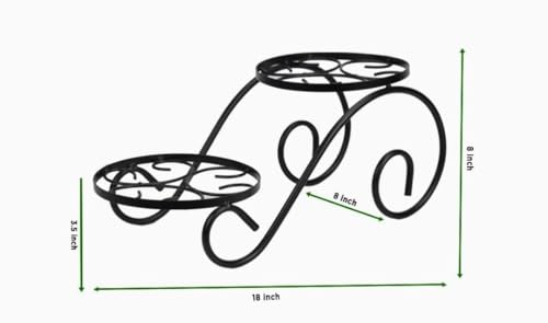 Metal Round Stands Iron Flower Pot Stand/Garden Stand/Plant Stand/Two Step Pot Stand Without 2 Tier Metal Indoor/Outdoor Flower Pot Stand, Garden Plant Holder for Flower Pots
