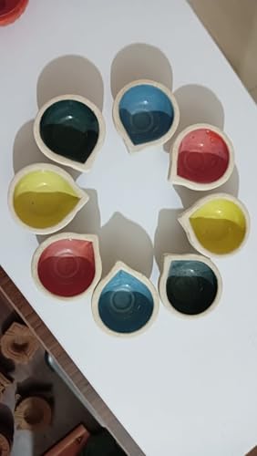 Colourful Handmade Diyas for Diwali Hand Painted Decorative Clay Mitti Diya Deepak Lanterns for Diwali Decoration (Set of 8)