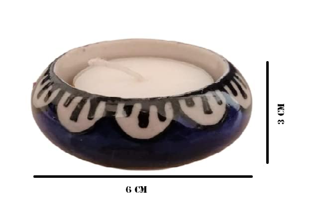 Handcrafted Ceramic Tealight Deepawali Candles Holders Hand Painted Table Top Tea Light Candle Stand for Diwali Decoration with Tea Lights (Printed Multi, Pack of 9)