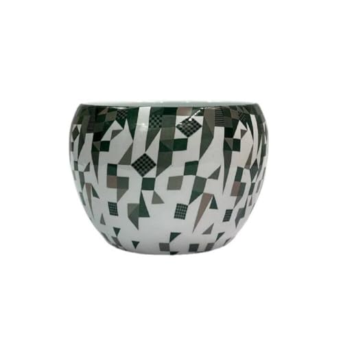 Printed Metal Plant Stand Pot Holder-Indoor Mid Century Modern Plant Holder for House Plants, Home Decor Modern Pot Stand for Indoor Gardening Size 15cm x 15cm x 15cm (White Green)