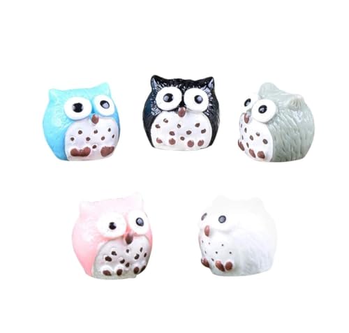 Resin Miniature Owls Multicolour, 5 Pieces Owl Ornament Microlandscape Ornaments Owl Decor Toy Car Decor Light House Decorations for Home Models Glass Sculpture Mini