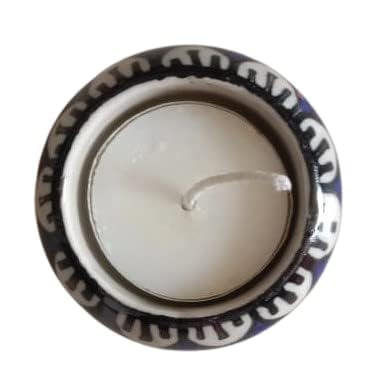 Handcrafted Ceramic Tealight Deepawali Candles Holders Hand Painted Table Top Tea Light Candle Stand for Diwali Decoration with Tea Lights (Printed Multi, Pack of 9)