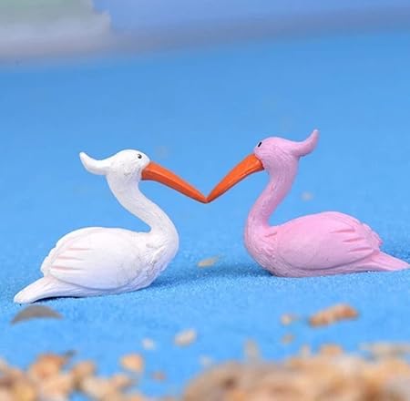 Resin Swan Miniature White and Pink (Pack of 2) Miniature Garden Accessories for Tray Garden | Gift Items | Room Decoration | Room Decoration | Gardening showpiece H-2 cm W- 2 cm