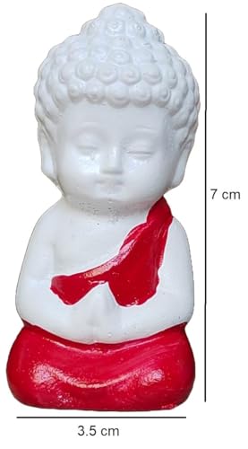 Resin Little Baby Monk Buddha for Home, Baby Buddha Lord Buddha Idol for House Garden Decor Decorative Showpiece Gift Size H-4.5 x w-3.5cm (Set of 4)