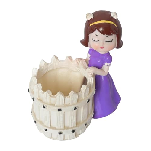 Girl Holding Planter Resin Succulent Planter Indoor Outdoor Pot Decorative Planter, Plant Container Set Indoor Doll Flower Pot for Garden Home Decor (Girl Holding White Basket)