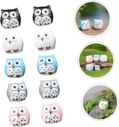Resin Miniature Owls Multicolour, 5 Pieces Owl Ornament Microlandscape Ornaments Owl Decor Toy Car Decor Light House Decorations for Home Models Glass Sculpture Mini