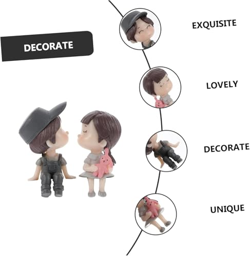 Miniature Small Decorative Pieces Mini Toy Couple stuate Stool Couple Ornaments Auto Interior Mini Garden Figurines Couple Statue Boy Ideal Gift for Friends (Couple)