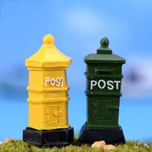 Miniature Mailbox Telephone Booth Fairy Home Garden Ornament Figurines Flower Pot Succulents Plant House Decor Bonsai Resin Craft Dollhouse Micro Landscape Decor