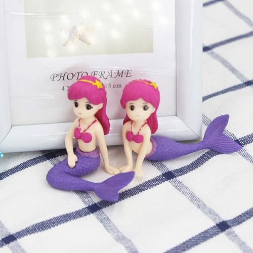 4Pcs Little Cute Mermaid Doll Figurines Christmas Toys Cake Decoration Tools, Baby Shower Party Supplies (Random Style Ornament Dollhouse Accessories