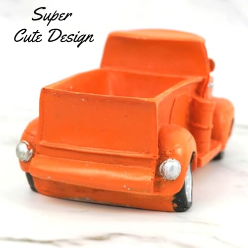 Resin Mini Orange Truck Planter Pot for Garden Office Table Home DECORE Plants Multipurpose Succulent Planter(Plant not Included),1 PC 6.5x3.5cm