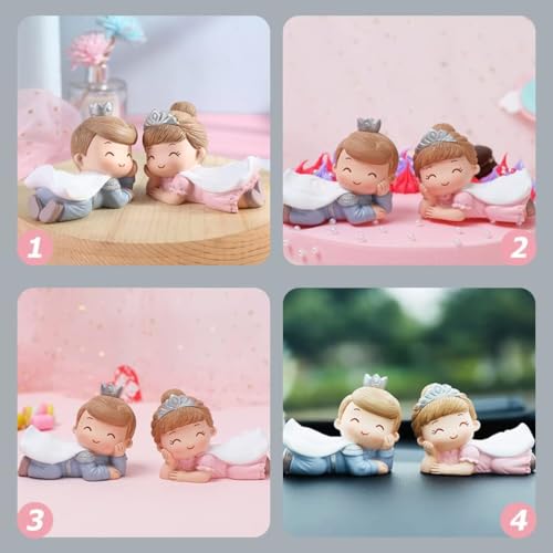 Miniature Small Decorative Pieces Mini Toy Couple stuate Stool Couple Ornaments Auto Interior Mini Garden Figurines Couple Statue Boy Ideal Gift for Friends (Prince & Princess)