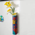 Magnetic Metal Planter for Fridge Plant Holder Vase Rust-Resistant Hydroponic Plant wallstick Vase with Double Magnets for Living Room, / Garden (Multicolor Rings)