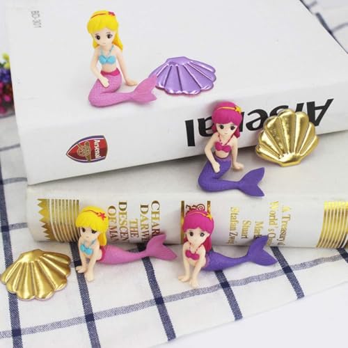 4Pcs Little Cute Mermaid Doll Figurines Christmas Toys Cake Decoration Tools, Baby Shower Party Supplies (Random Style Ornament Dollhouse Accessories