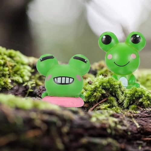 Cute Frogs Figurines Miniature Frogs for Fairy Garden Resin Frogs Decoration Micro Landscape Animal Ornament Dollhouse Accessories