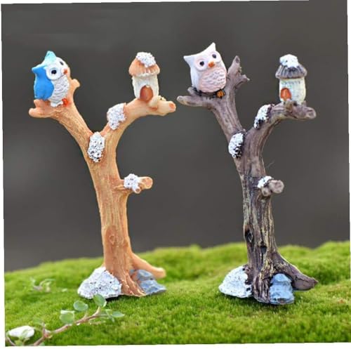 Garden Resin Mini Owls Miniature Figurines Sitting Owl Animal Miniature for Garden, Micro Landscape, Plant Pots, Bonsai Craft Decor