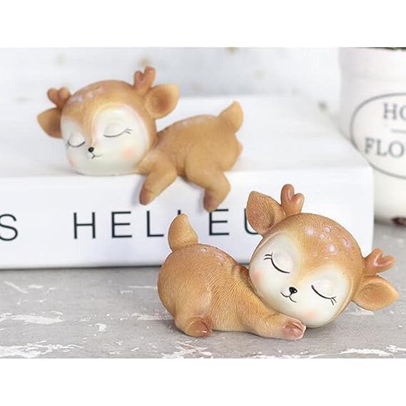 Miniature Deer Model Statue Sculpture Fairy Garden Decor Toy - Multicolour (Vibrant) Deer Figurine - 7cm