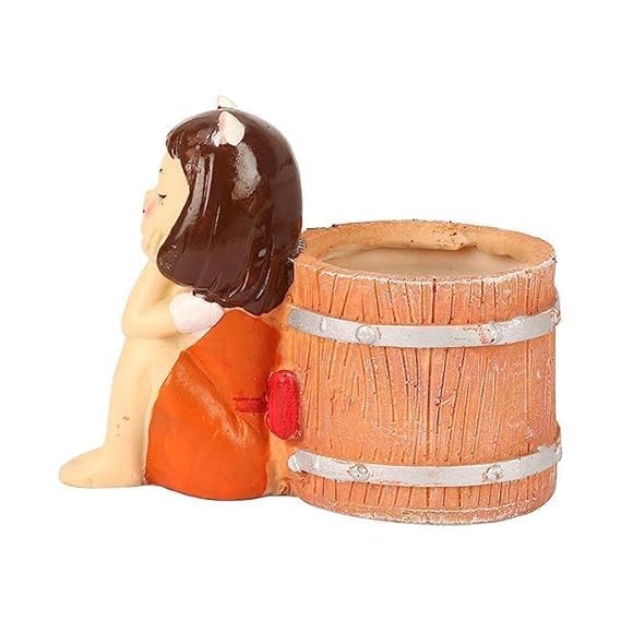 Girl Holding Planter Resin Succulent Planter Indoor Outdoor Pot Decorative Planter, Plant Container Set Indoor Doll Flower Pot for Garden Home Decor (Girl Holding Red Basket)