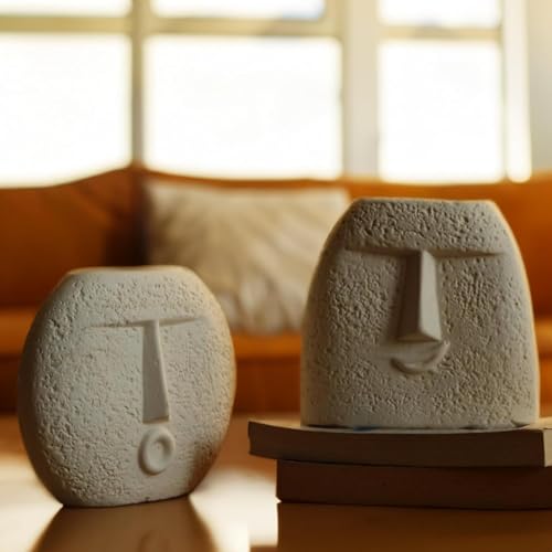 Ceramic White 'Kiss Face Vases for Home Decor Decorative Vase for Dried Flowers & Pampas Grass | Vases for Living Room, Office Decor 6 inches Minimalist Style Flower Pot