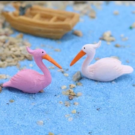 Resin Swan Miniature White and Pink (Pack of 2) Miniature Garden Accessories for Tray Garden | Gift Items | Room Decoration | Room Decoration | Gardening showpiece H-2 cm W- 2 cm