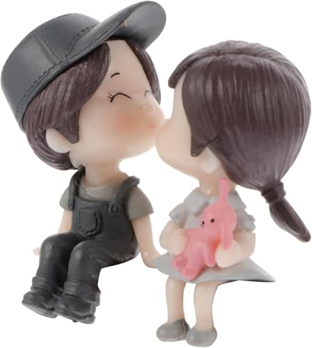 Miniature Small Decorative Pieces Mini Toy Couple stuate Stool Couple Ornaments Auto Interior Mini Garden Figurines Couple Statue Boy Ideal Gift for Friends (Couple)