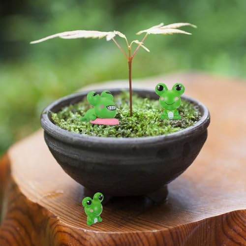 Cute Frogs Figurines Miniature Frogs for Fairy Garden Resin Frogs Decoration Micro Landscape Animal Ornament Dollhouse Accessories