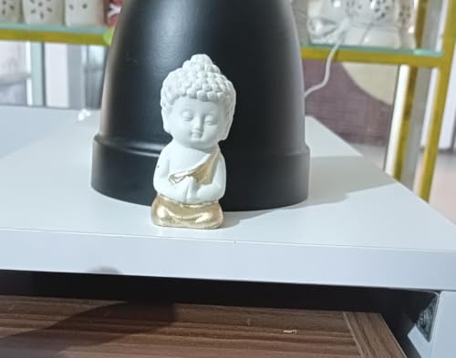 Resin Little Baby Monk Buddha for Home, Baby Buddha Lord Buddha Idol for House Garden Decor Decorative Showpiece Gift Size H-4.5 x w-3.5cm (Set of 4)