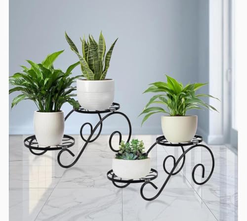 Metal Round Stands Iron Flower Pot Stand/Garden Stand/Plant Stand/Two Step Pot Stand Without 2 Tier Metal Indoor/Outdoor Flower Pot Stand, Garden Plant Holder for Flower Pots