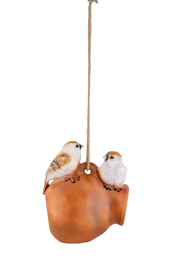 Cute Hanging Hemp Birds Showpiece - Outdoor Garden Decor Items, Balcony Garden Decoration Items, Durable Resin Material, Bird House for Hanging Garden, Pack of 1