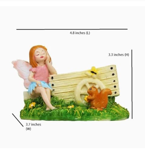 Girl Holding Planter Resin Succulent Planter Indoor Outdoor Pot Decorative Planter, Plant Container Set Indoor Doll Flower Pot for Garden Home Decor (Girl with Cart)