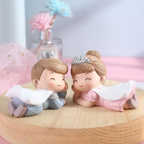 Miniature Small Decorative Pieces Mini Toy Couple stuate Stool Couple Ornaments Auto Interior Mini Garden Figurines Couple Statue Boy Ideal Gift for Friends (Prince & Princess)