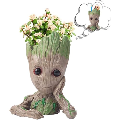 Groot Flower Planter Tree Man Succulent Planter Face Planters Pot Desktop Cartoon Vase Figurine Collectible Bonsai Pot Style C |Home & Garden