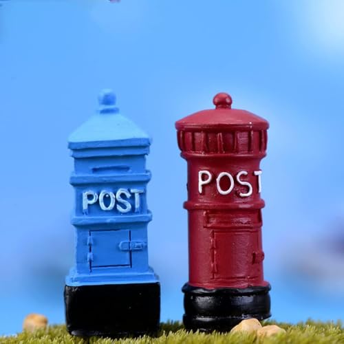 Miniature Mailbox Telephone Booth Fairy Home Garden Ornament Figurines Flower Pot Succulents Plant House Decor Bonsai Resin Craft Dollhouse Micro Landscape Decor