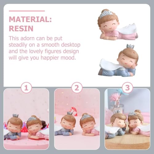 Miniature Small Decorative Pieces Mini Toy Couple stuate Stool Couple Ornaments Auto Interior Mini Garden Figurines Couple Statue Boy Ideal Gift for Friends (Prince & Princess)