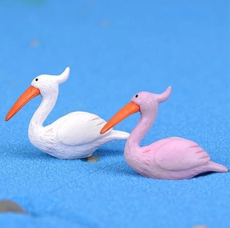 Resin Swan Miniature White and Pink (Pack of 2) Miniature Garden Accessories for Tray Garden | Gift Items | Room Decoration | Room Decoration | Gardening showpiece H-2 cm W- 2 cm