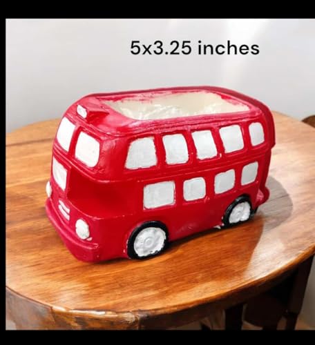 Garden Car Decoration Flowerpot, Ceramic Planter Flower Bed Decor Minis Car Planters Pot Cactus Succulent Plants Succulent Bowl Resin Bus Ornaments (Color- RED: Car-1)