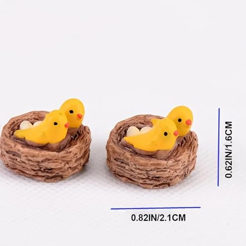 Mini Nest Bird Miniature | Artificial Mini Birds with Nest Showpiece for Home Living Room Office Restaurant Fairy Garden Decoration Bird Toys H-1cm w- 2cm (Set of 2)