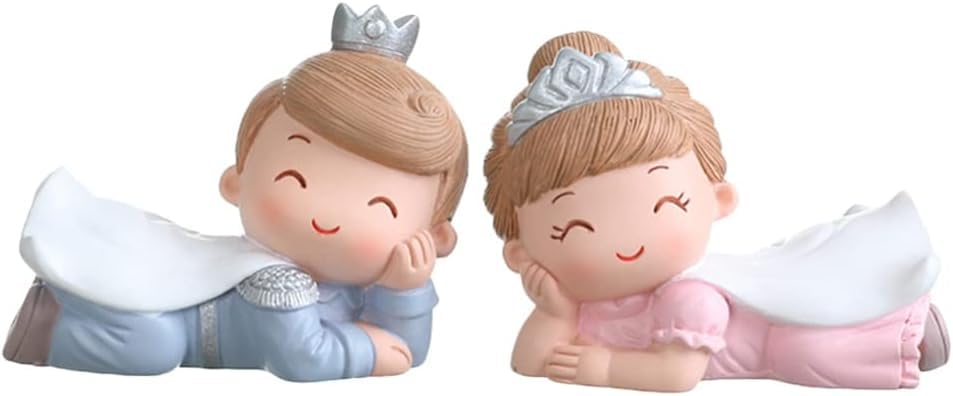 Miniature Small Decorative Pieces Mini Toy Couple stuate Stool Couple Ornaments Auto Interior Mini Garden Figurines Couple Statue Boy Ideal Gift for Friends (Prince & Princess)
