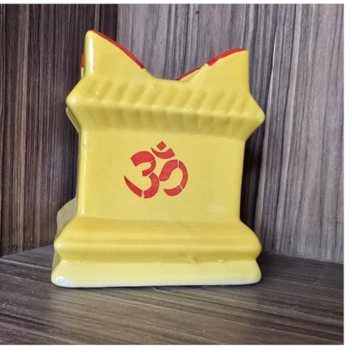Ceramic Tulsi Planter Pots Square Flower Pot Drainage Hole Plant Indoor Outdoor Holy Basil Planters with Lamp Holder Thulasi Vrindavan Gamla (6.6 Yellow)