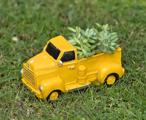 Resin Mini Orange Truck Planter Pot for Garden Office Table Home DECORE Plants Multipurpose Succulent Planter(Plant not Included),1 PC 6.5x3.5cm