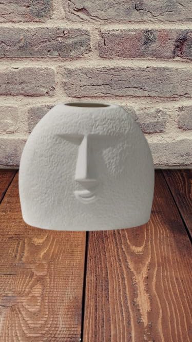 Ceramic Boho face Planter Blowing Kiss Face Vase 6 inches Ceramic Vase for Flowers Handmade Minimalist Style Modern Home Decor Table Party Living Room Office Bedroom