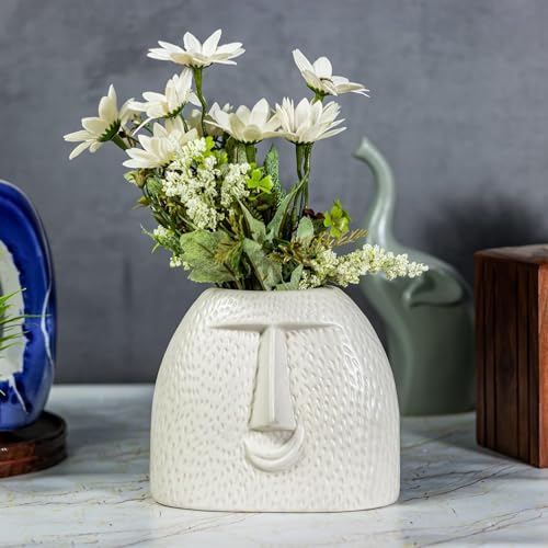 Ceramic Boho face Planter Blowing Kiss Face Vase 6 inches Ceramic Vase for Flowers Handmade Minimalist Style Modern Home Decor Table Party Living Room Office Bedroom