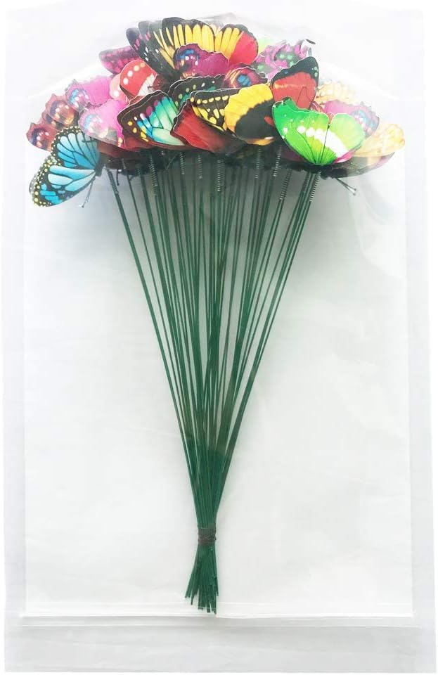 Colorfull Flying Butterfly Stakes 10 pcs,Waterproof Butterfly Stakes Garden Ornaments, Home Decoration Outdoor Courtyard Flower Pot Flower Bed Decorative Butterfly 7X5.5Cm Pack of 10 (Pack of 10)