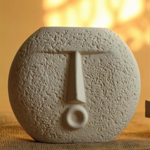 Ceramic White 'Kiss Face Vases for Home Decor Decorative Vase for Dried Flowers & Pampas Grass | Vases for Living Room, Office Decor 6 inches Minimalist Style Flower Pot