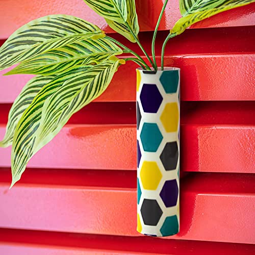 Magnetic Metal Planter for Fridge Plant Holder Vase Rust-Resistant Hydroponic Plant wallstick Vase with Double Magnets for Living Room, / Garden (Hexa Style)