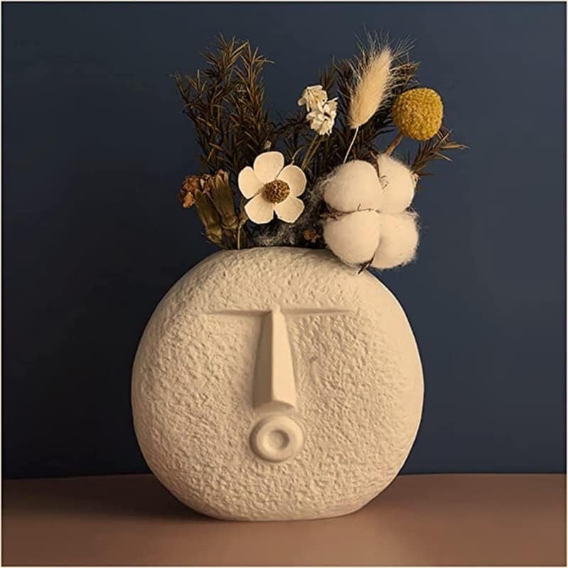 Ceramic White 'Kiss Face Vases for Home Decor Decorative Vase for Dried Flowers & Pampas Grass | Vases for Living Room, Office Decor 6 inches Minimalist Style Flower Pot
