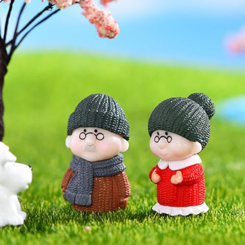 Miniature Small Decorative Pieces Mini Toy Couple stuate Stool Couple Ornaments Auto Interior Mini Garden Figurines Couple Statue Boy Ideal Gift for Friends (Dada Dadi)