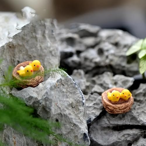 Mini Nest Bird Miniature | Artificial Mini Birds with Nest Showpiece for Home Living Room Office Restaurant Fairy Garden Decoration Bird Toys H-1cm w- 2cm (Set of 2)