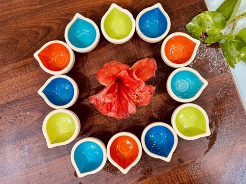 Colourful Handmade Diyas for Diwali Hand Painted Decorative Clay Mitti Diya Deepak Lanterns for Diwali Decoration (Set of 8)